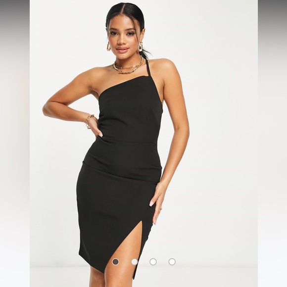 NWT ASOS Vesper one shoulder mini dress in black size 8 - Picture 1 of 4